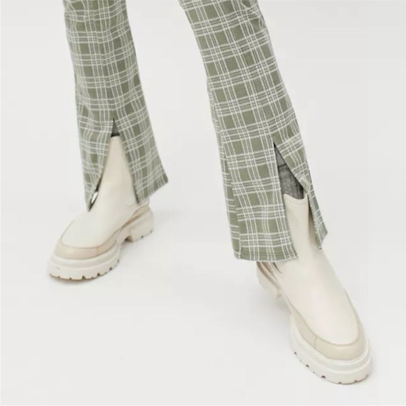 Urban Outfitters Urban Renewal Remnants Plaid Front Slit Olive Pants - Picture 3 of 11